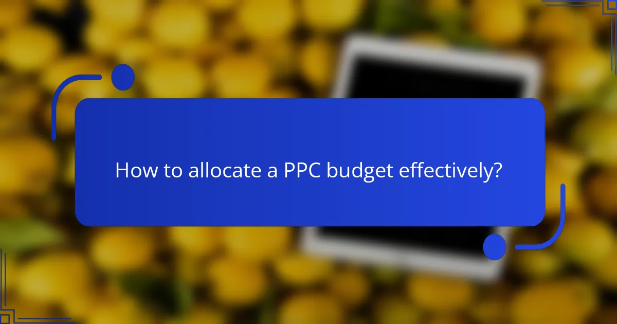 How to allocate a PPC budget effectively?
